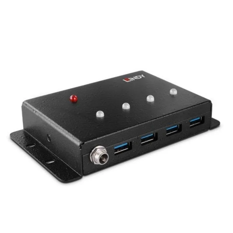 Hub Lindy 4 porte 5000 Mbit/s USB 3.2 Gen 1 43374 Metallo Nero - immagine 1