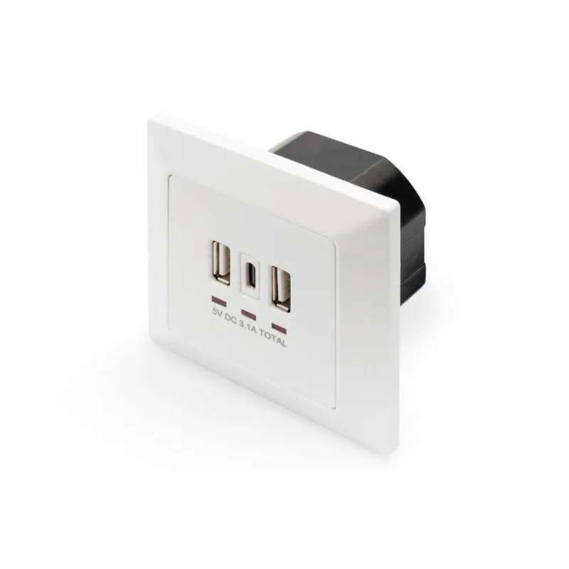 Multipresa Digitus 3 Prese 2 USB-A 1 USB-C con Protezione e LED - immagine 1