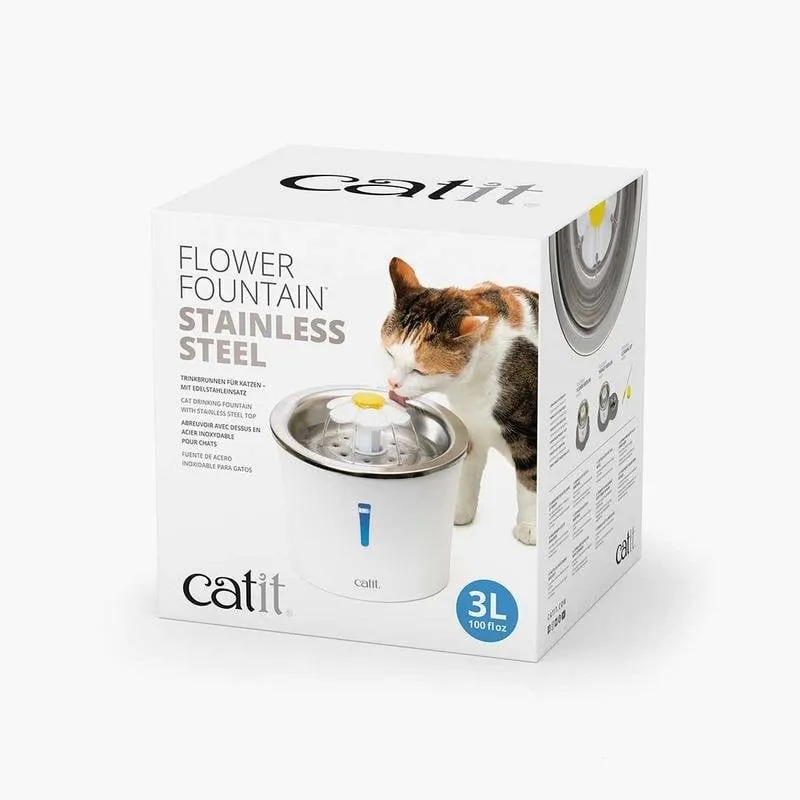Bevitore automatico Catit 43725 per gatti 3 L plastico acciaio inossidabile bianco - immagine 1