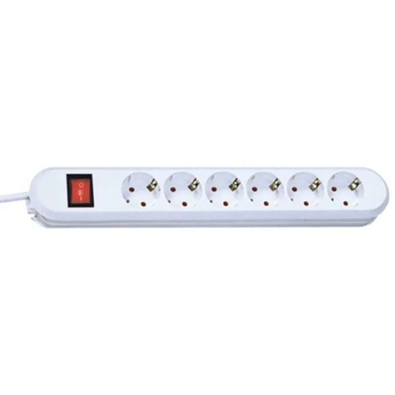 Multipresa Bachmann SMART con protezione, 6 prese e interruttore bianca, cavo 5 metri - immagine 1