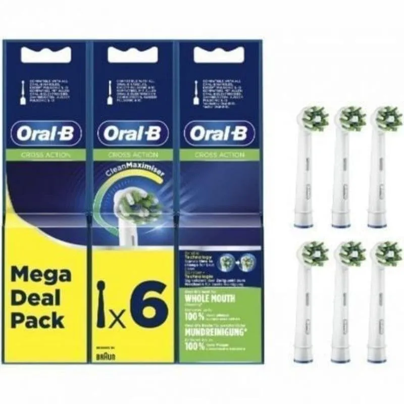 Testine di Ricambio Oral-B CrossAction 6 Unità CleanMaximiser - immagine 1