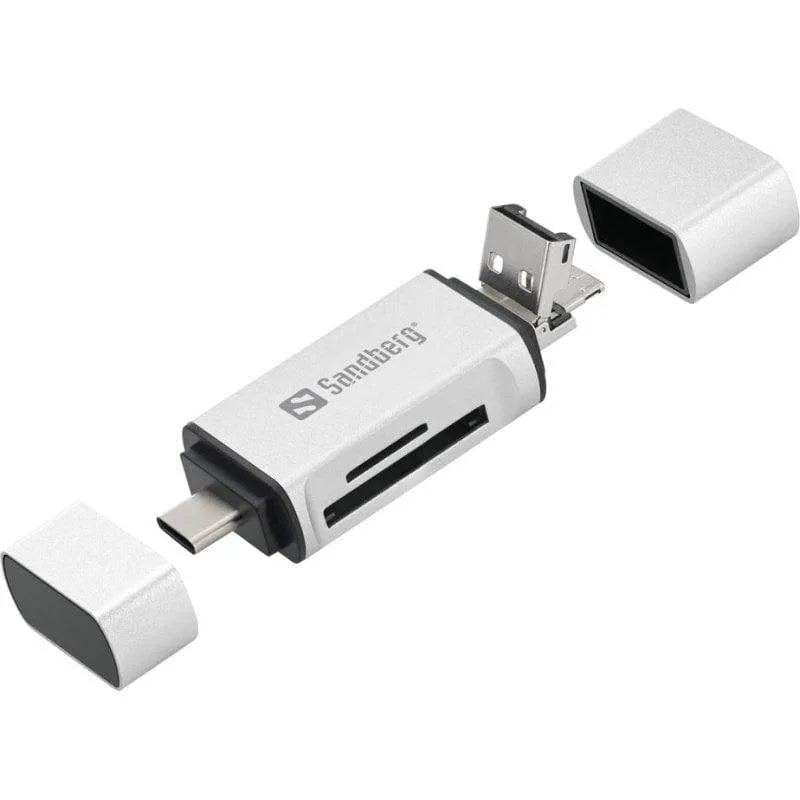 Lettore di schede Sandberg USB-C+USB+MicroUSB con connessioni multiple - immagine 1