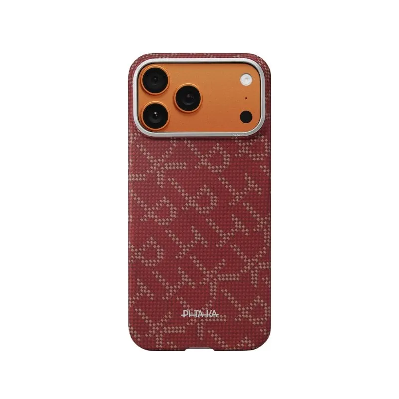 Custodia per smartphone PITAKA Monogram Ultra Sottile Oro/Rosso Ultralight per iPhone 17 Pro Max - immagine 1