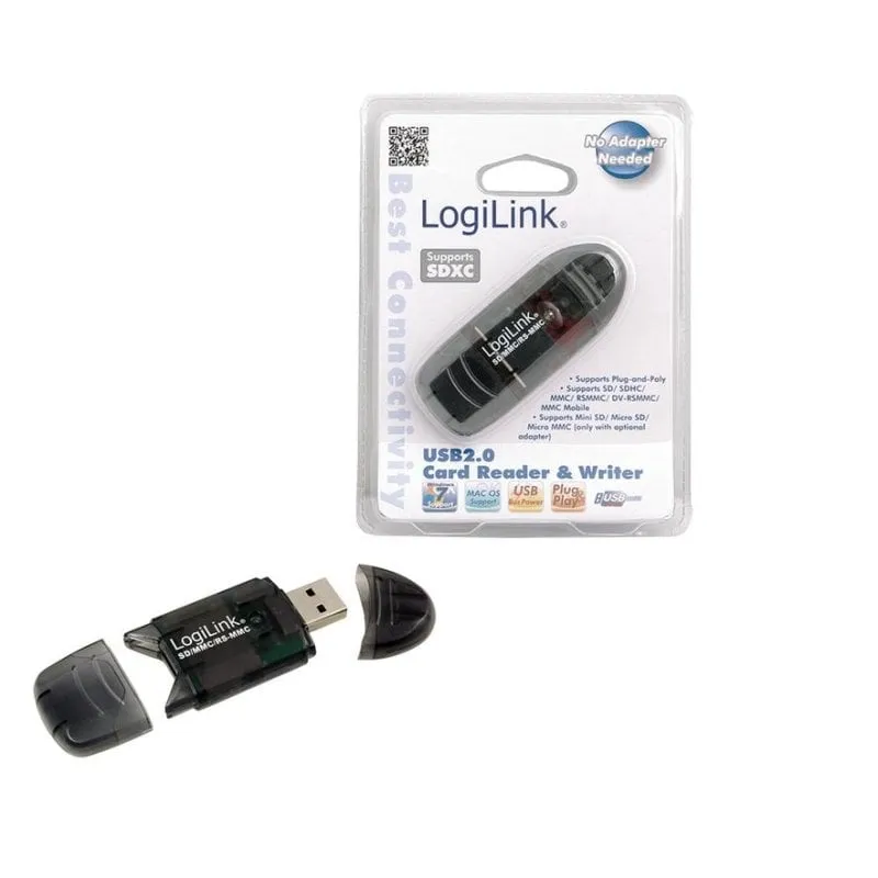 Lettore di schede USB 2.0 LogiLink per SD/MMC Nero 480 Mbit/s - immagine 1