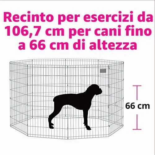 MidWest Homes for Pets 546-42, Recinto per animali in metallo, pieghevole, con porta e picchetti, offre 1,5 metri di spazio per giocare e muoversi, 106 cm di altezza, oro zinco - immagine 7