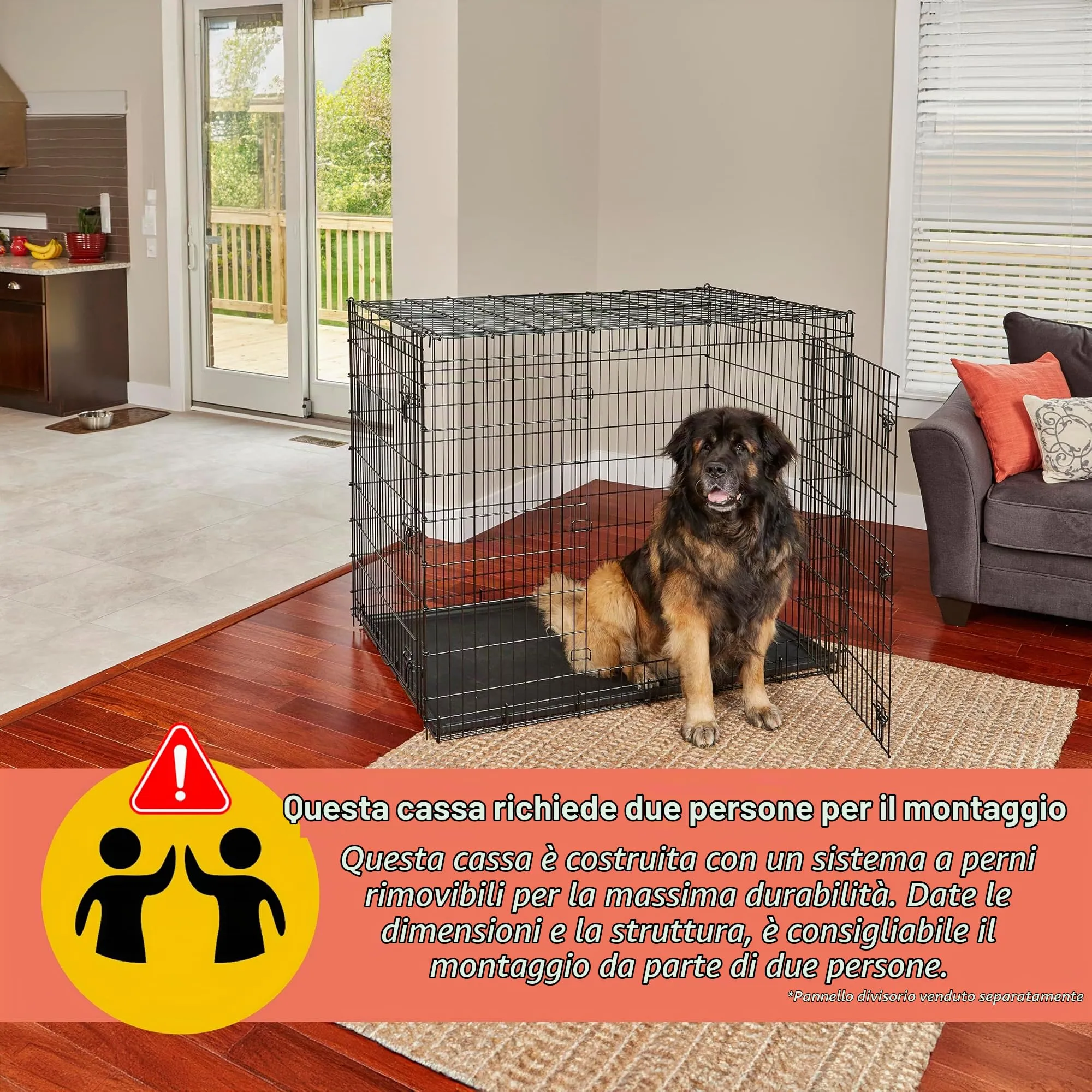 MidWest Homes for Pets Serie Solutions Gabbia per cani XXL a doppia porta da 137 cm, per le razze più grandi, montaggio robusto con perno a goccia, rivestimento in elettrodeposizione nero - immagine 2