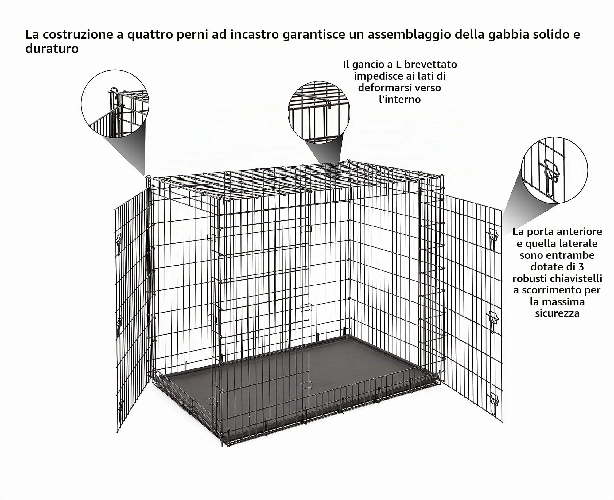 MidWest Homes for Pets Serie Solutions Gabbia per cani XXL a doppia porta da 137 cm, per le razze più grandi, montaggio robusto con perno a goccia, rivestimento in elettrodeposizione nero - immagine 3