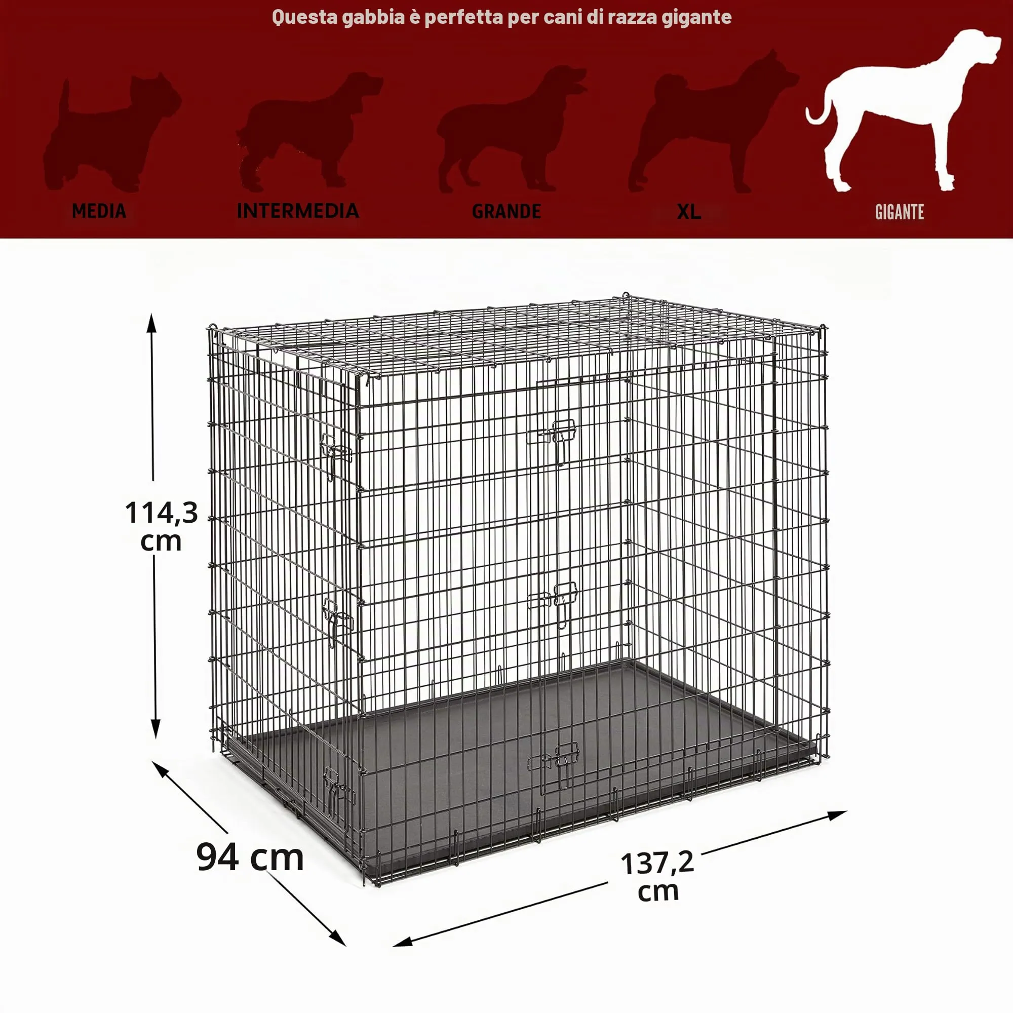MidWest Homes for Pets Serie Solutions Gabbia per cani XXL a doppia porta da 137 cm, per le razze più grandi, montaggio robusto con perno a goccia, rivestimento in elettrodeposizione nero - immagine 6