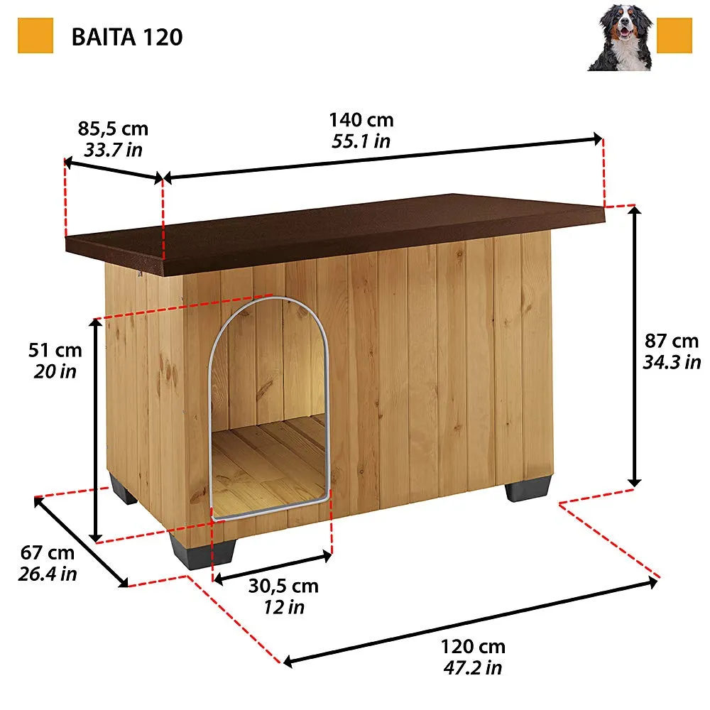 Ferplast BAITA Cuccia Cane da Esterno Legno FSC Premium Tetto Apribile XXL - immagine 2