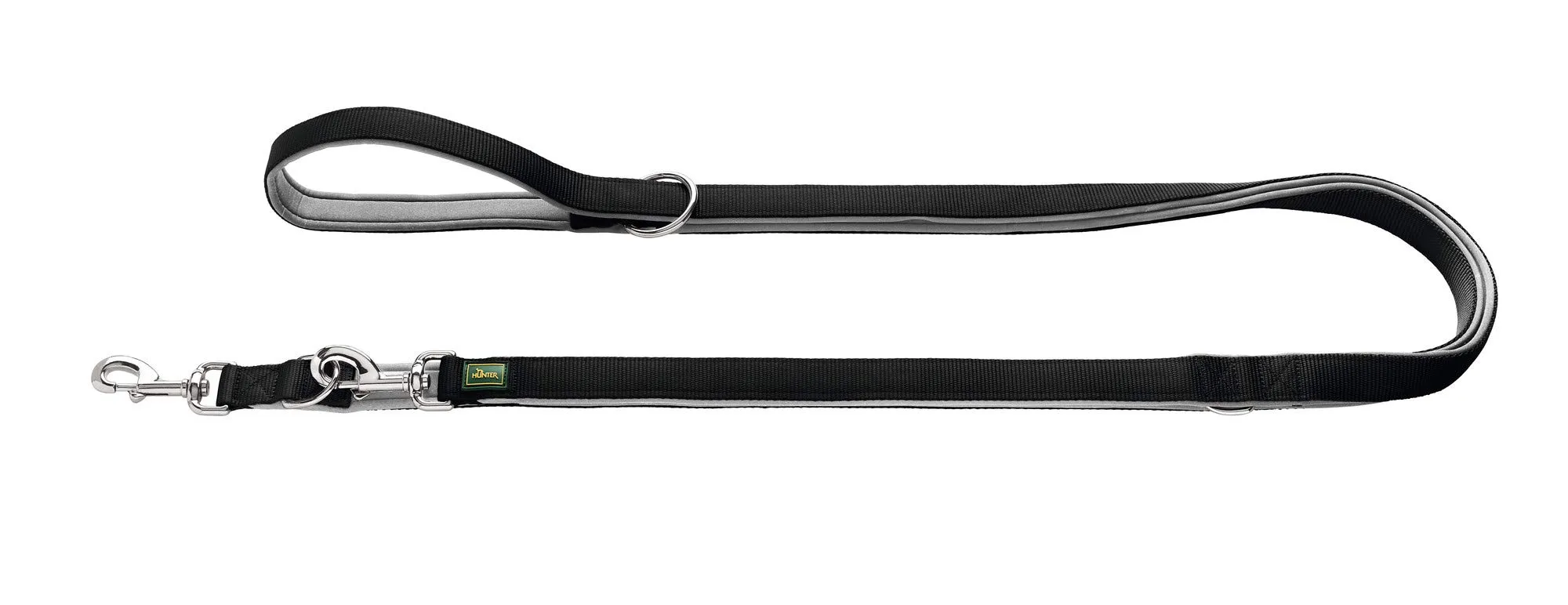 Guinzaglio da passeggio regolabile Neopren 15/200Nylon nero/Neopren grigio - immagine 2