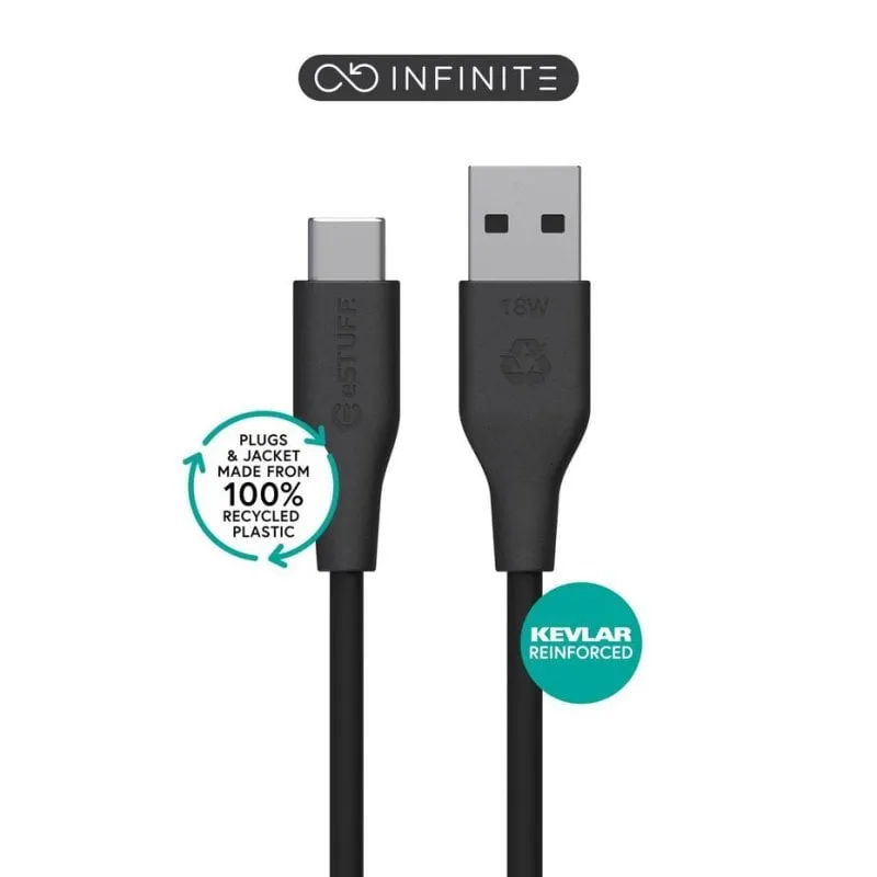 Cavo USB eSTUFF ES605180-BULK 1 m USB-C a USB-A 2.0 Nero Carica Rapida - immagine 1