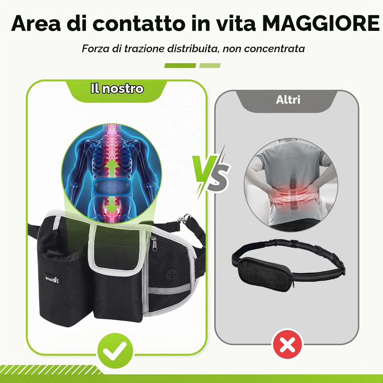 Pecute Guinzaglio per Cani, Guinzaglio Regolabile da Corsa Mani Libere Due Maniglie alle estremità Le Cuciture Sono Riflettenti al Buio Garantisce la Camminata Sicura di Notte,Nero, L - immagine 9