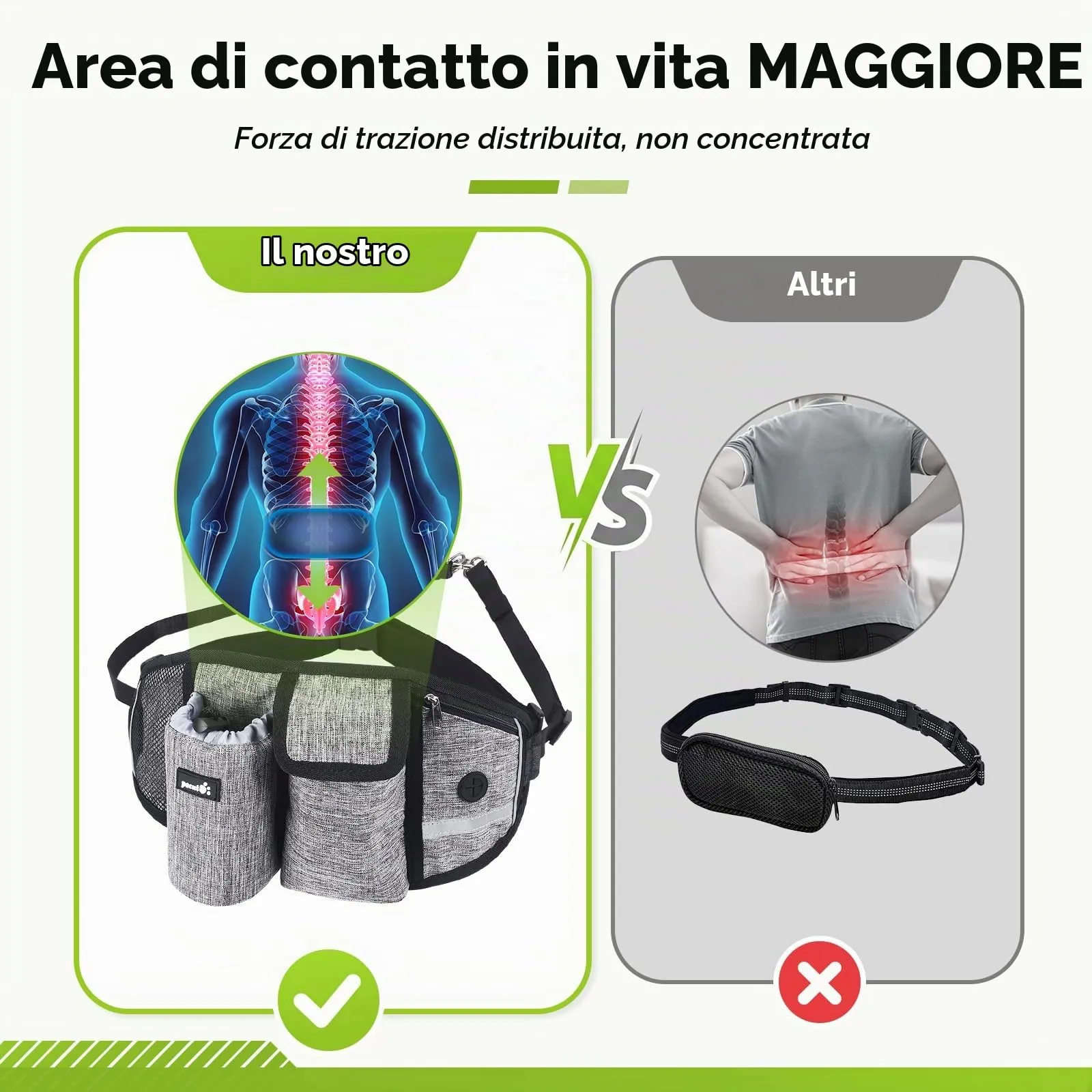 Pecute Guinzaglio per Cani, Guinzaglio Regolabile da Corsa Mani Libere Due Maniglie alle estremità Le Cuciture Sono Riflettenti al Buio Garantisce la Camminata Sicura di Notte, L - immagine 9