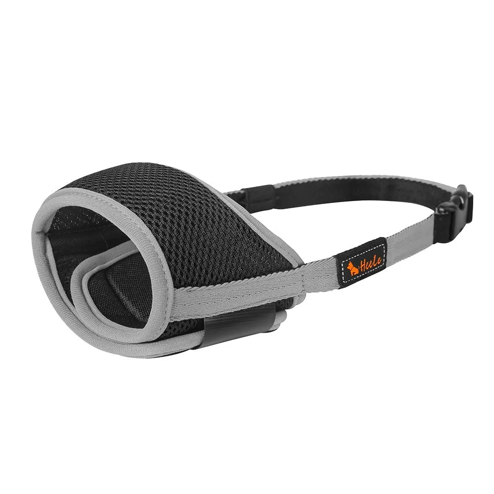 HEELE Museruola Cane in Nylon Regolabile Antiabbaio Traspirante, Grigio L - immagine 6