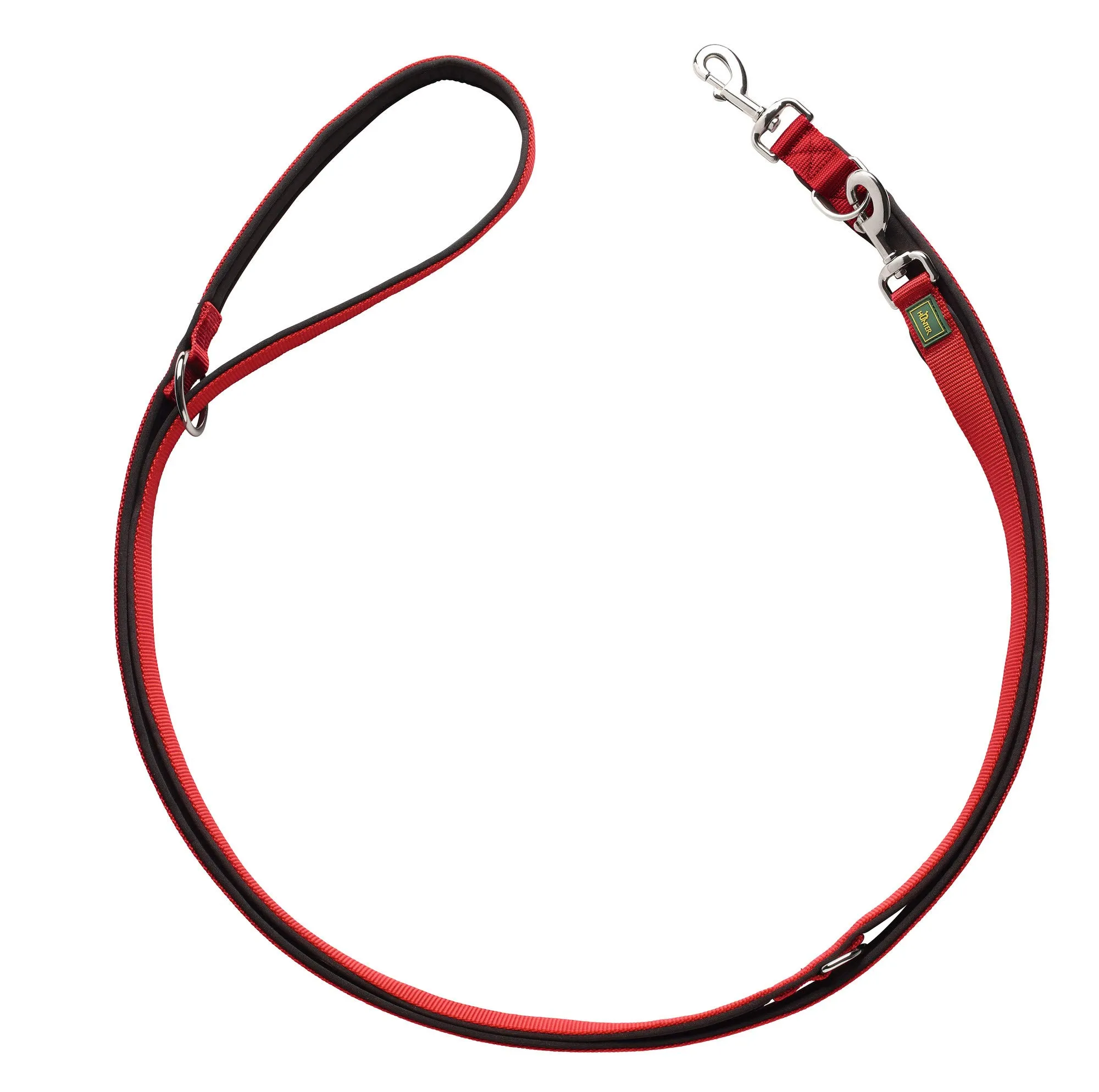HUNTER Guinzaglio regolabile in neoprene, 2,5 x 300 cm, rosso/nero - immagine 3