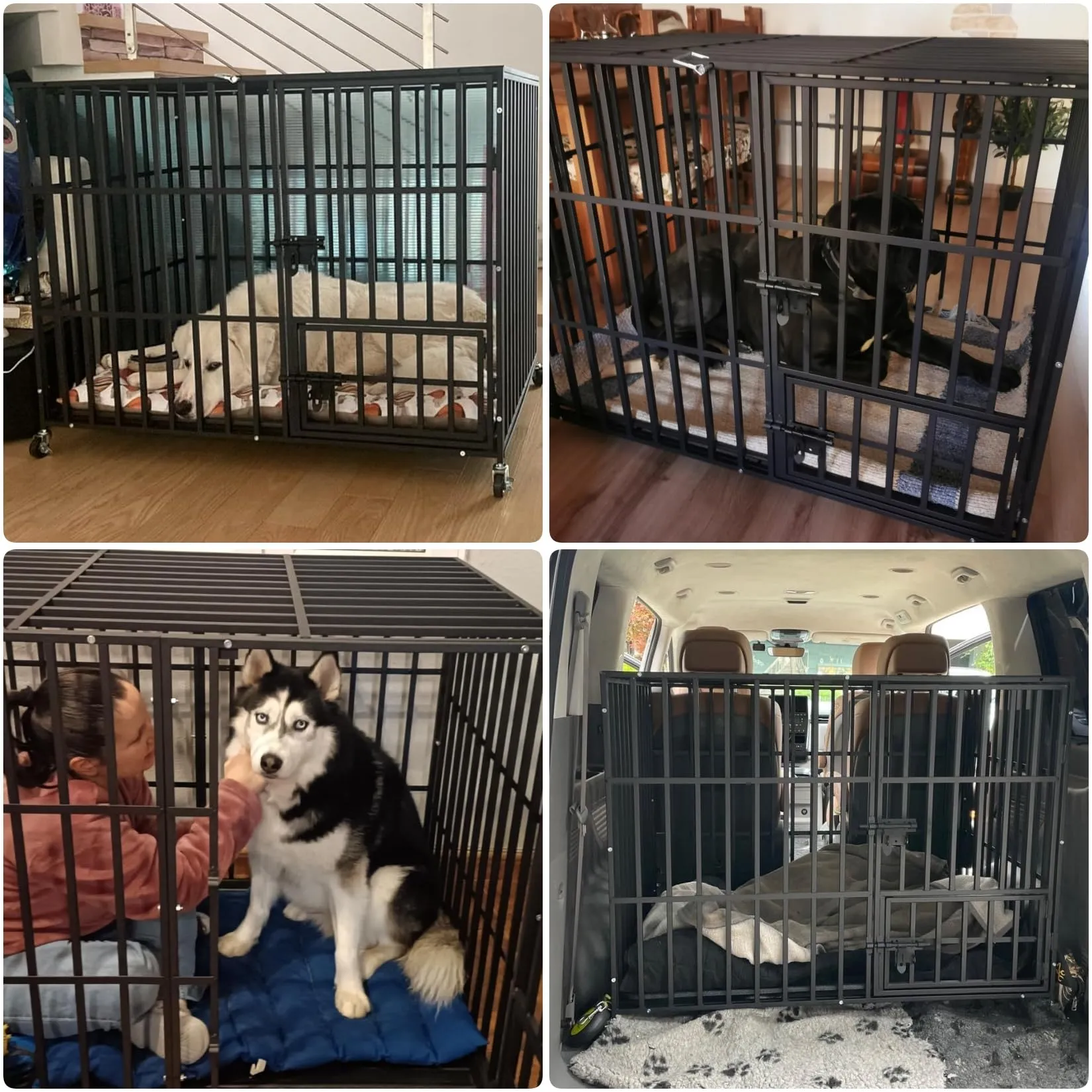 XXL Gabbia Robusta per cani Antimorso Taglia Grande Kennel Cane con Ruote - immagine 3