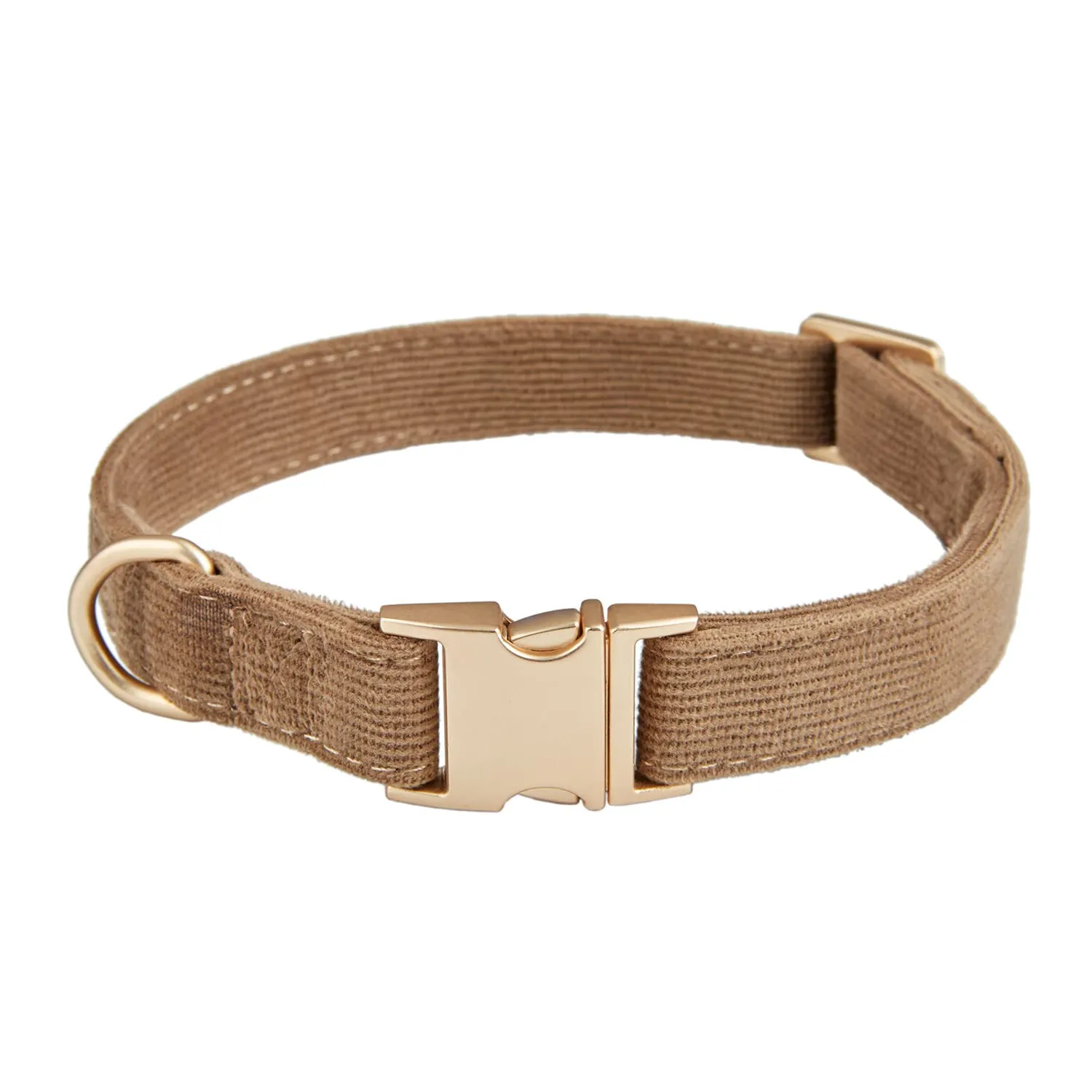 YUDOTE Collare per cani ultra morbido in velluto a coste di cotone naturale realizzato per cani di taglia media con pelle sensibile, marrone caffè - immagine 1