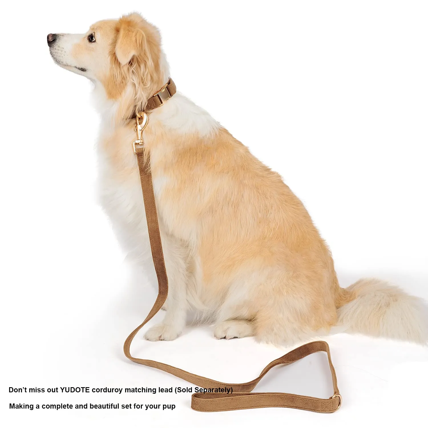 YUDOTE Collare per cani ultra morbido in velluto a coste di cotone naturale realizzato per cani di taglia grande con pelle sensibile, marrone caffè - immagine 4
