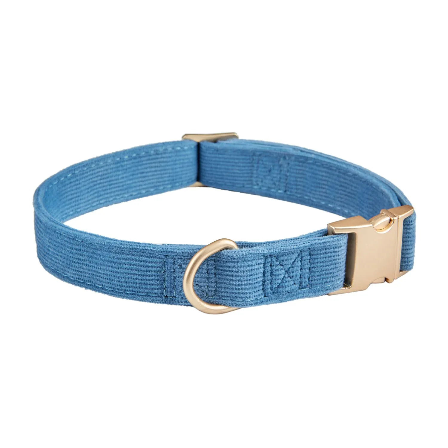 YUDOTE Collare per cani ultra morbido in velluto a coste di cotone naturale realizzato per cani di taglia media con pelle sensibile, blu-grigio - immagine 6