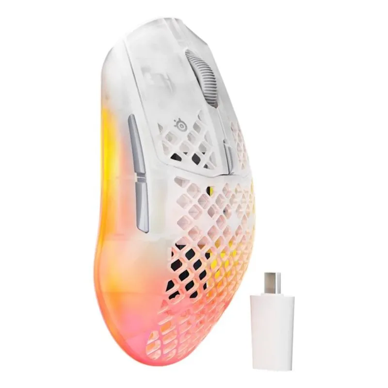 Ratón SteelSeries Aerox 3 Wireless Gen 2 Wireless 26000 DPI Trasparente Bianco 6 Pulsanti - immagine 1