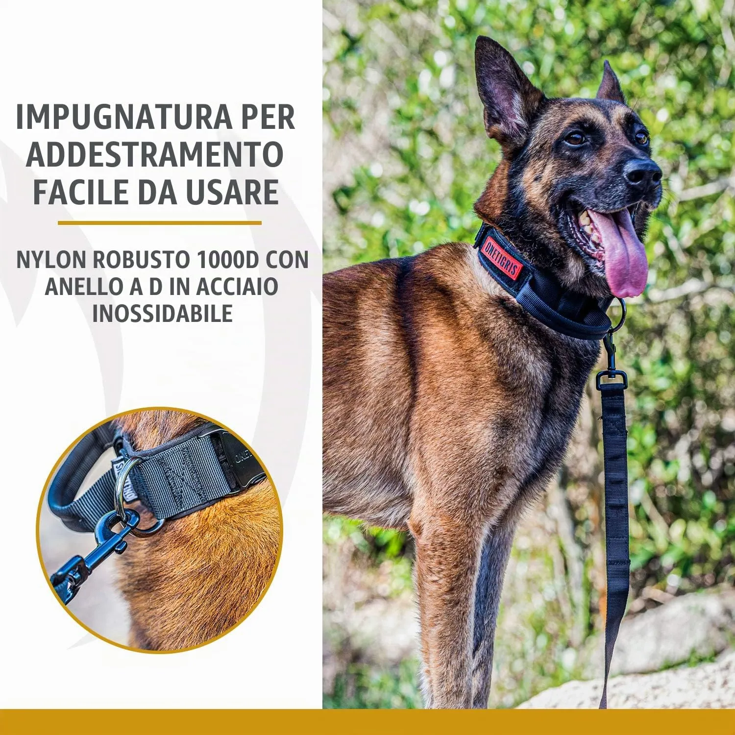 OneTigris Collare per cani con fibbia in metallo per cani (Nero, XL) - immagine 5