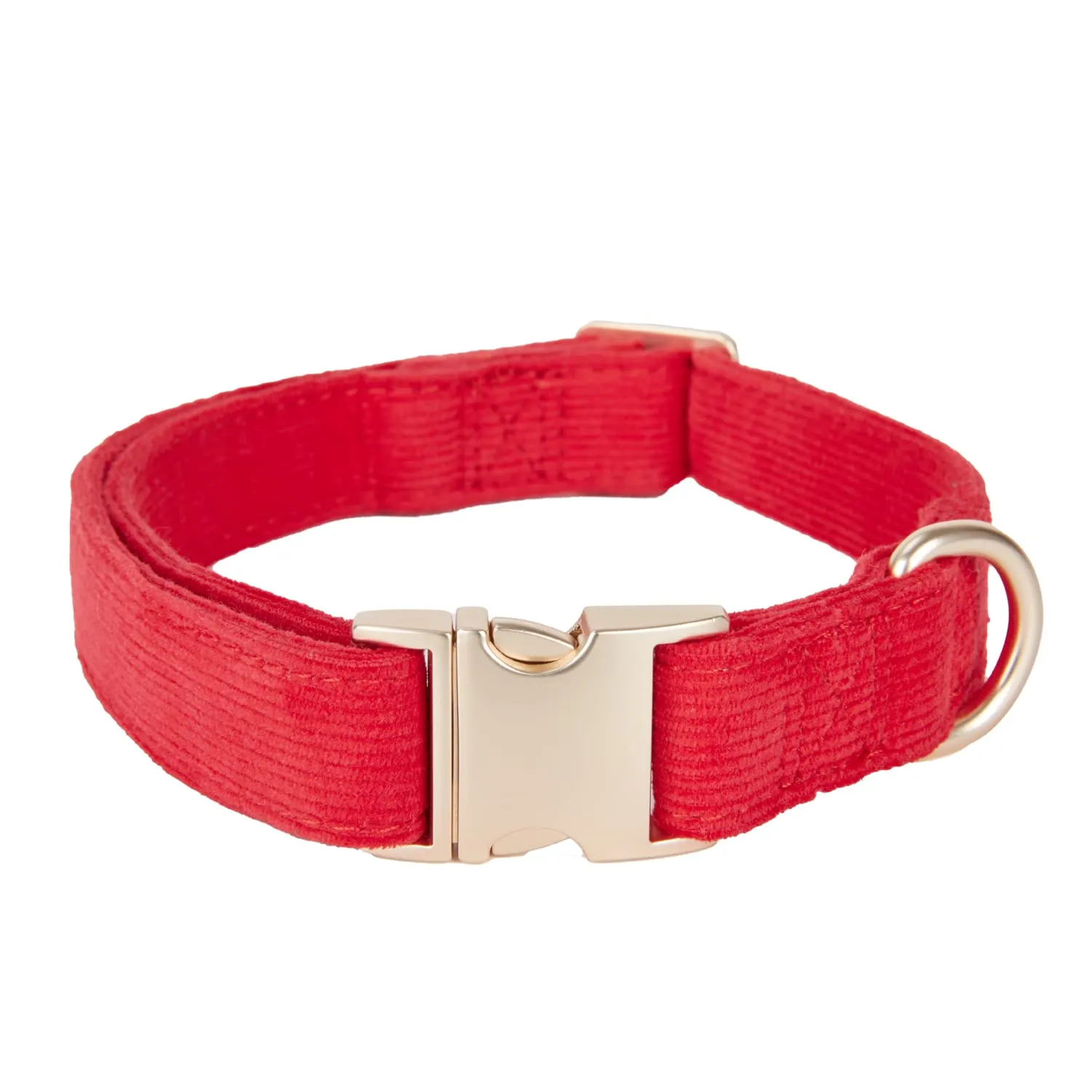YUDOTE Collare per cani ultra morbido in velluto a coste di cotone naturale realizzato per cani di taglia media con pelle sensibile, rosso - immagine 1