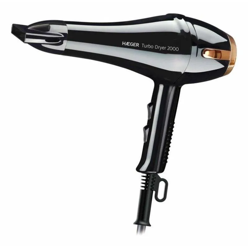 Phon con Diffusore Haeger Turbo Dryer 2000 2000W 3 Temperature 2 Velocità Accessori Nero Rame - immagine 1