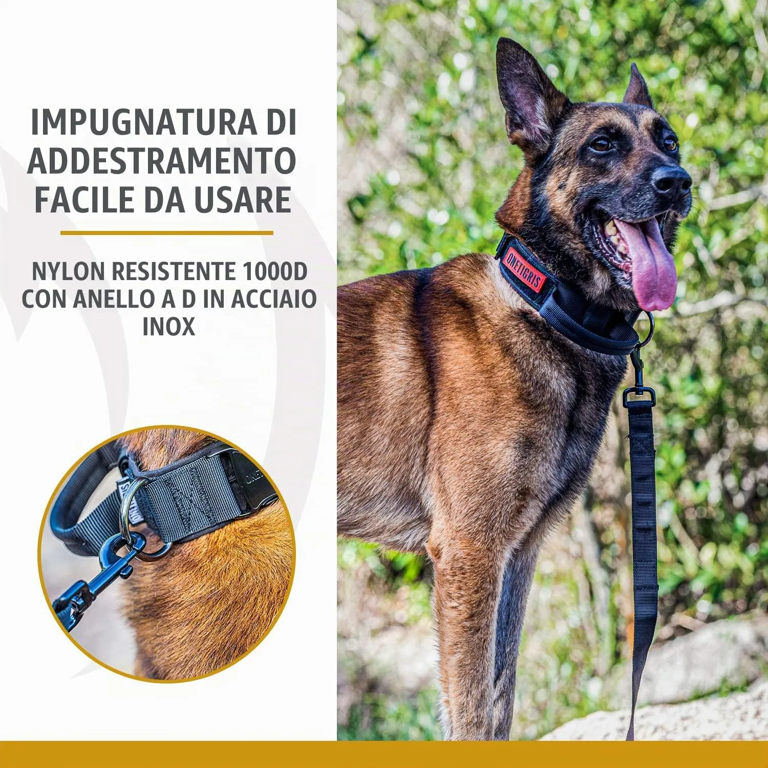 OneTigris Collare per cani con fibbia in metallo per cani (Nero, L) - immagine 5