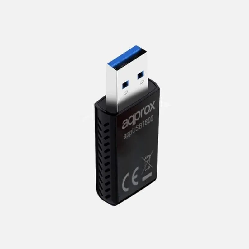 Scheda Rete Approx APPUSB1800 USB 3.0 Wi-Fi 6 1800 Mbps Dual Band Nera - immagine 1