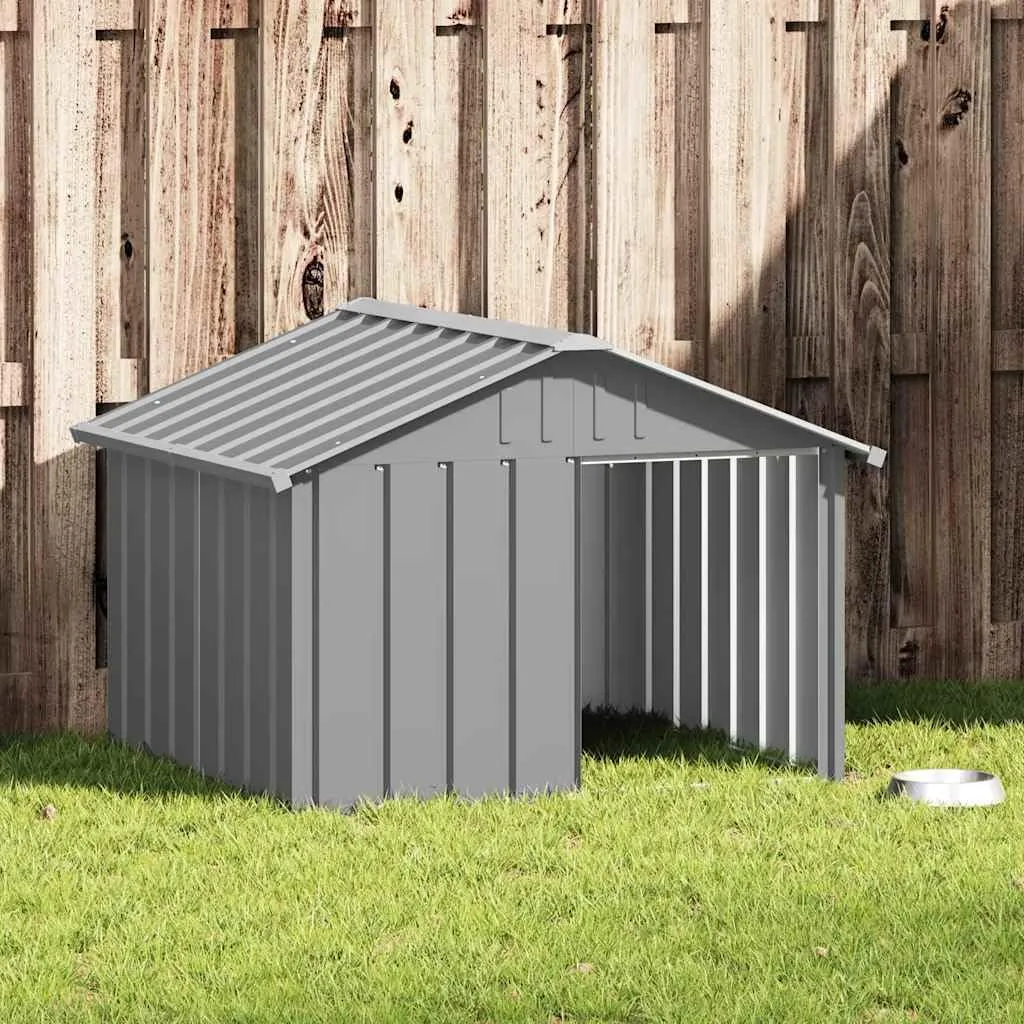vidaXL Casetta per Cani Grigio 116,5x103x81,5 cm Acciaio Zincato - immagine 2
