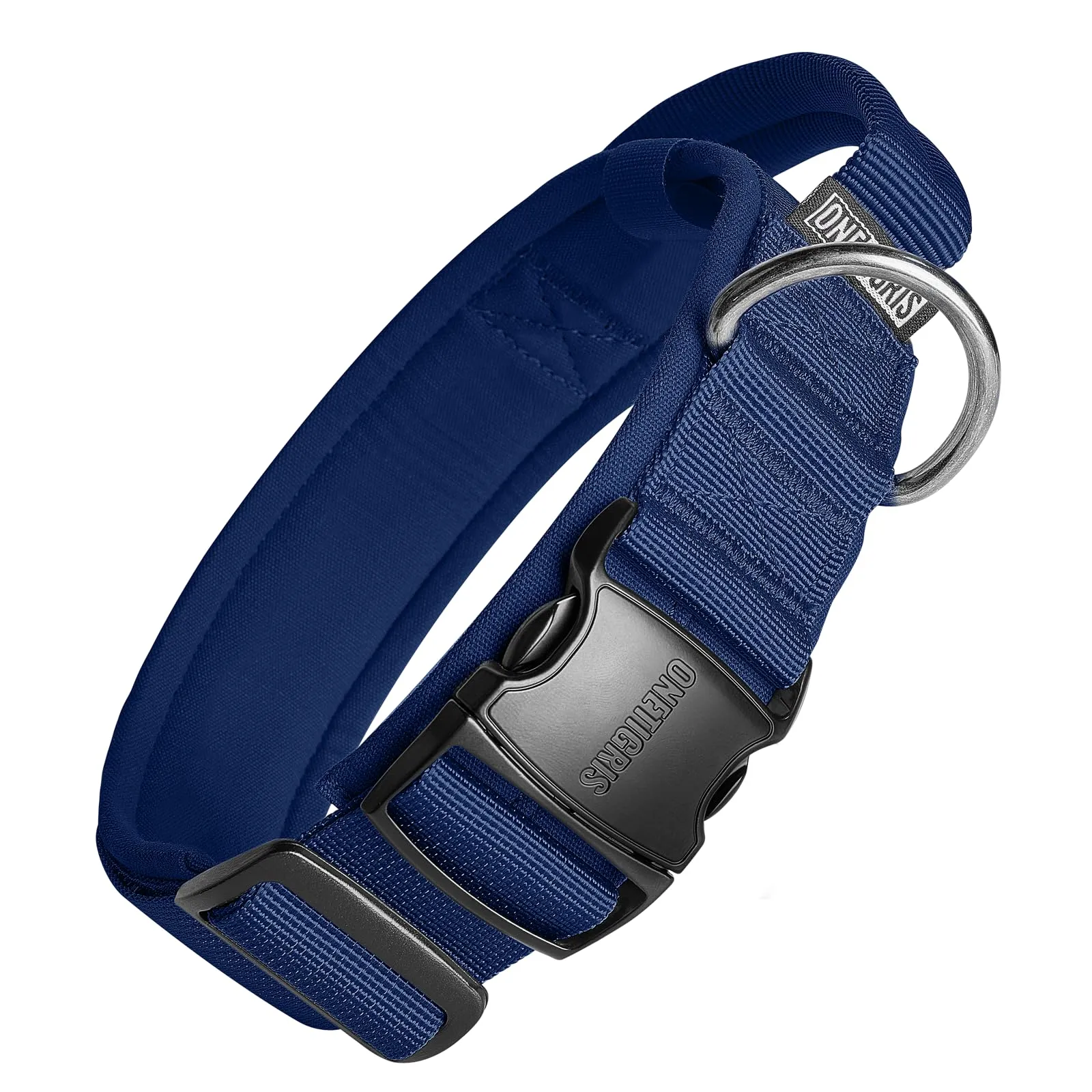 OneTigris Collare per cani con fibbia in metallo per cani (Blu, M) - immagine 1