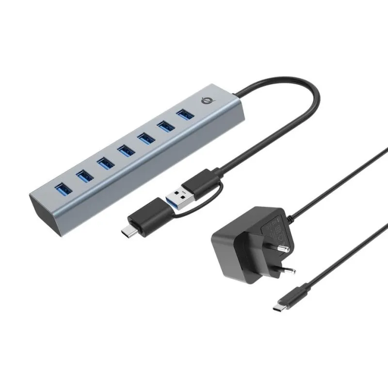 Hub Conceptronic 7 porte 5000 Mbit/s HUBBIES21GP con adattatore USB-C - immagine 1