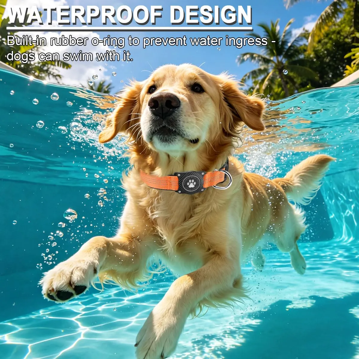 Ytanest Collare Airtag Apple per Cani, Supporto Luminoso 100% Impermeabile Collarino Compatibile con GPS Air Tag Riflettente Regolabile - immagine 4