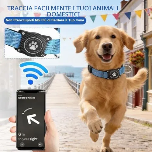 Ytanest Collare Airtag Apple per Cani, Supporto Luminoso 100% Impermeabile Collarino Compatibile con GPS Air Tag Riflettente Regolabile, Blu,M - immagine 2
