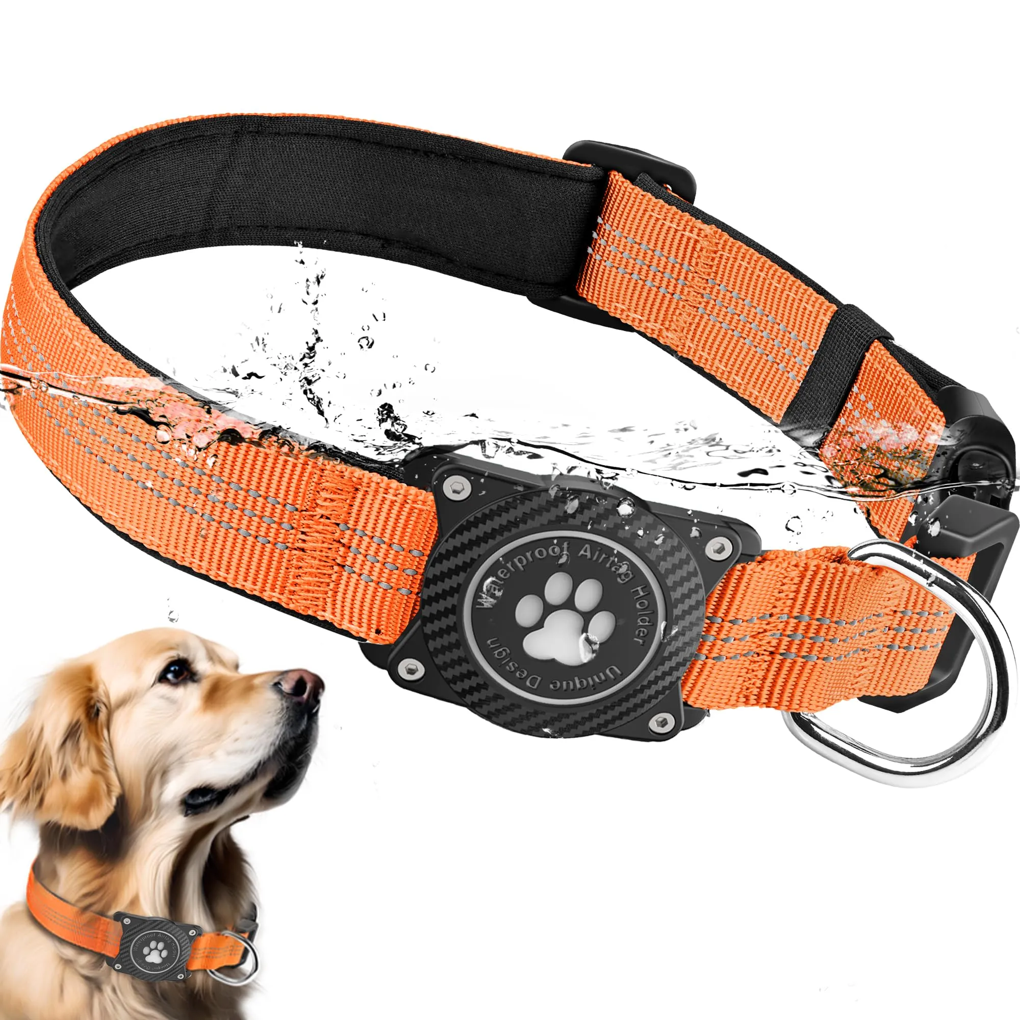Ytanest Collare Airtag Apple per Cani, Supporto Luminoso 100% Impermeabile Collarino Compatibile con GPS Air Tag Riflettente Regolabile - immagine 1