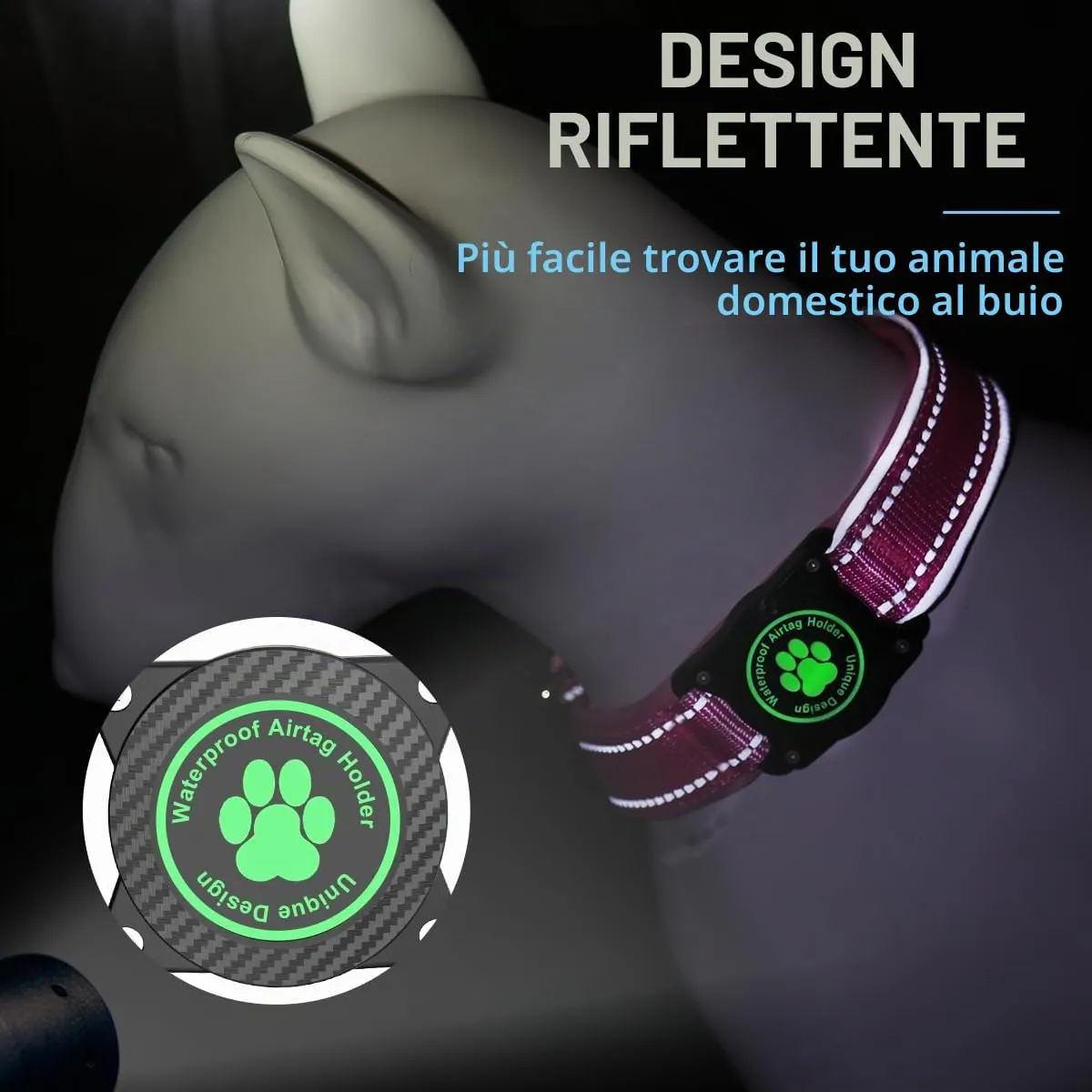 Ytanest Collare per Cani Airtag Supporto GPS 100% Impermeabile Apple Air Tag Integrato per Cani di Piccola Taglia e Grande - immagine 5