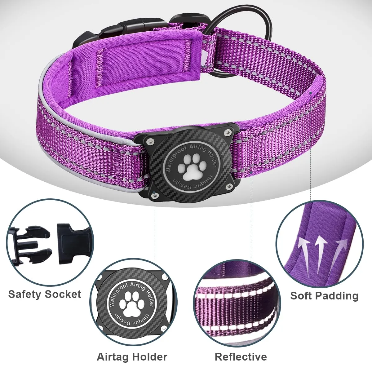 Ytanest Collare per Cani Airtag Supporto GPS 100% Impermeabile Apple Air Tag Integrato per Cani di Piccola Taglia e Grande - immagine 4