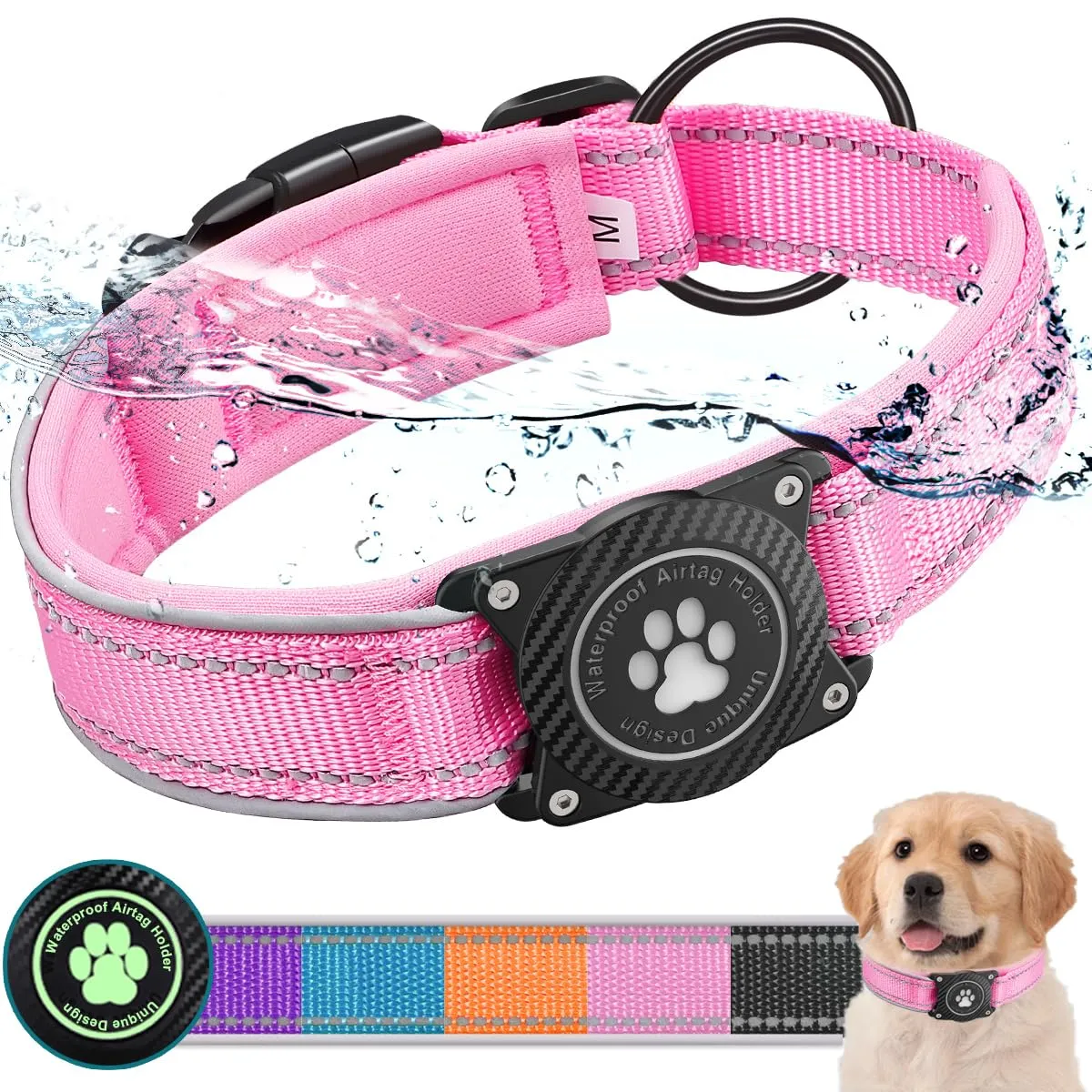 Ytanest Collare per Cani Airtag Supporto GPS 100% Impermeabile Apple Air Tag Integrato per Cani di Piccola Taglia e Grande - immagine 1