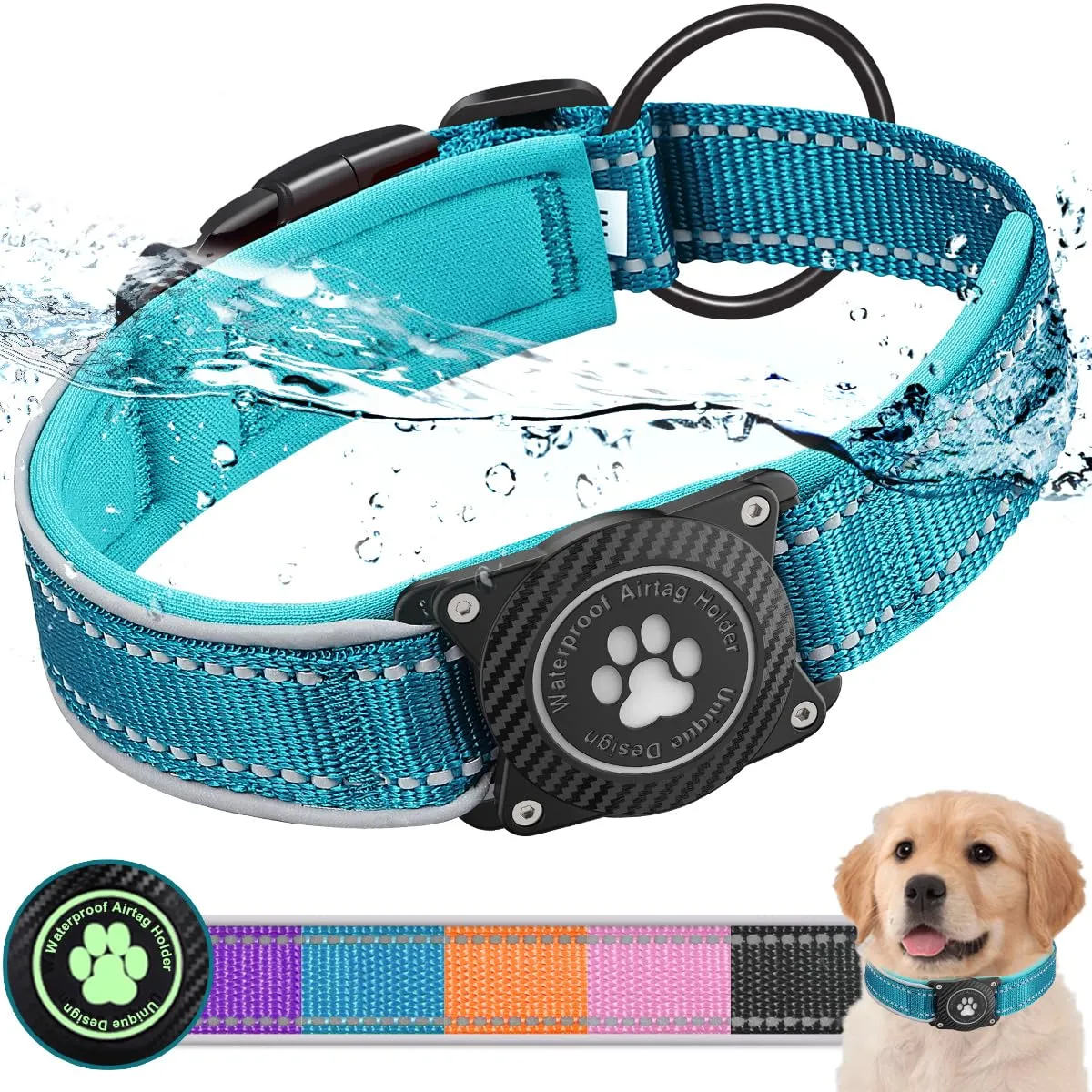 Ytanest Collare per Cani Airtag Supporto GPS 100% Impermeabile Apple Air Tag Integrato per Cani di Piccola Taglia e Grande - immagine 1