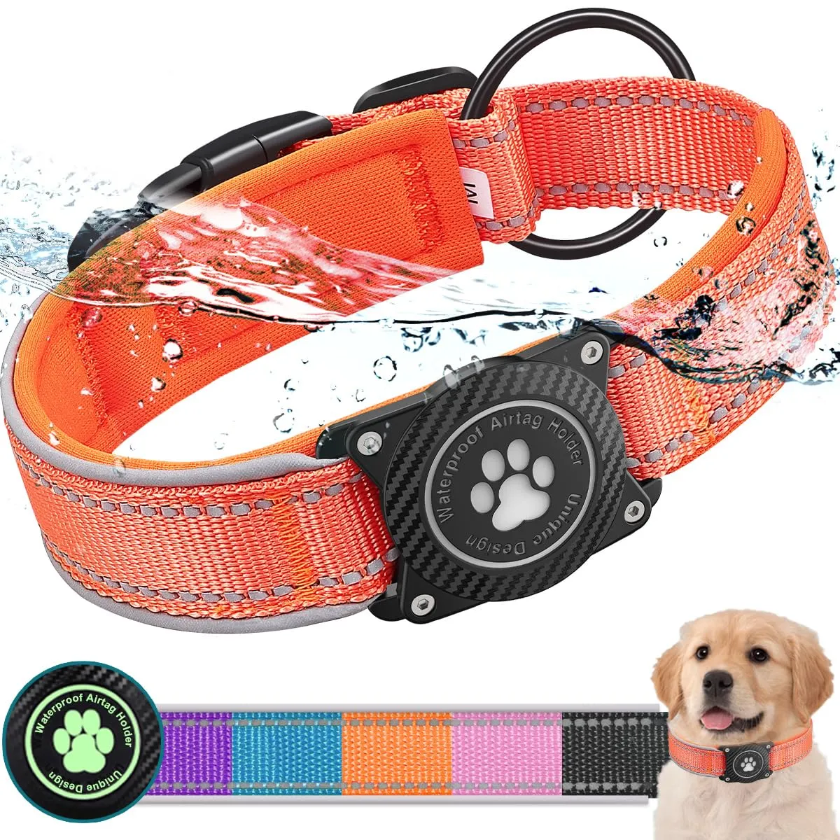 Ytanest Collare per Cani Airtag Supporto GPS 100% Impermeabile Apple Air Tag Integrato per Cani di Piccola Taglia e Grande - immagine 1