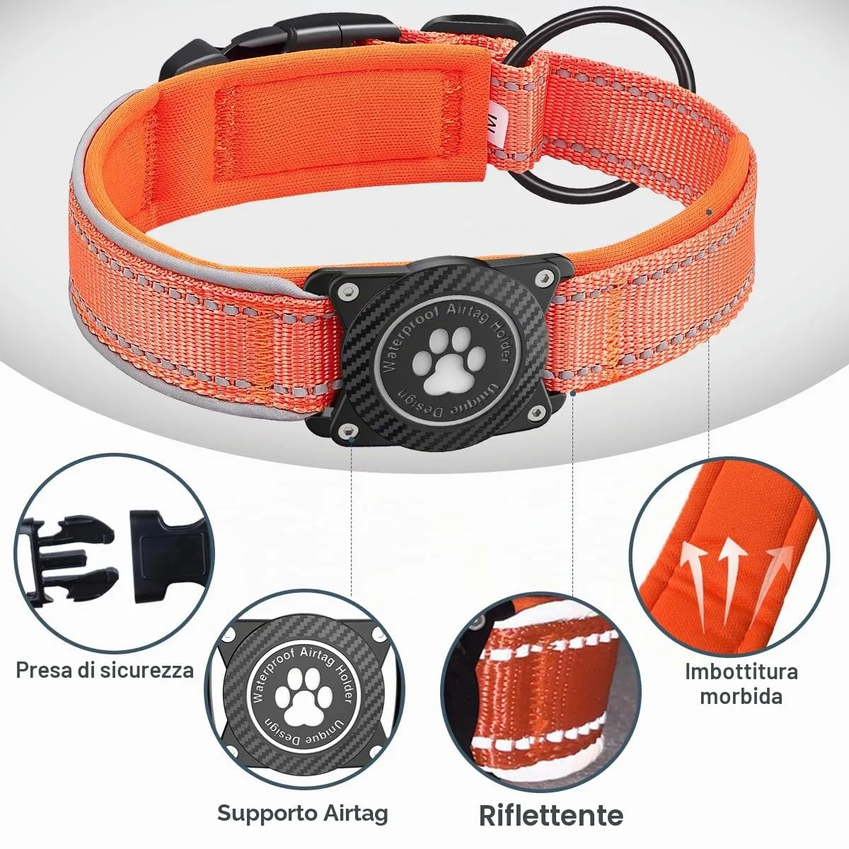 Ytanest Collare per Cani Airtag Supporto GPS 100% Impermeabile Apple Air Tag Integrato per Cani di Piccola Taglia e Grande - immagine 4