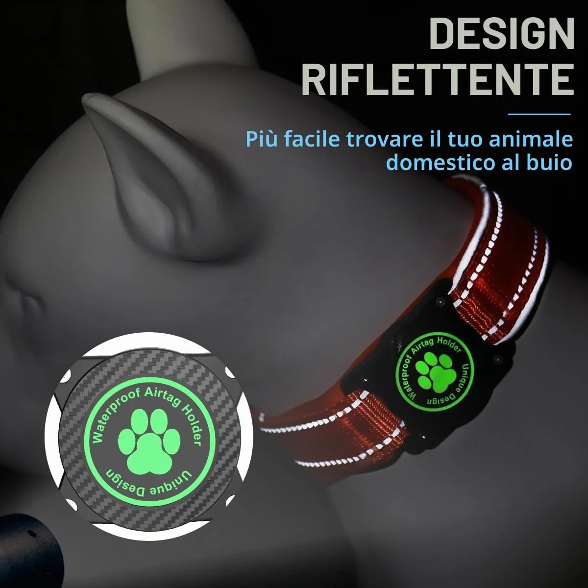 Ytanest Collare per Cani Airtag Supporto GPS 100% Impermeabile Apple Air Tag Integrato per Cani di Piccola Taglia e Grande - immagine 5