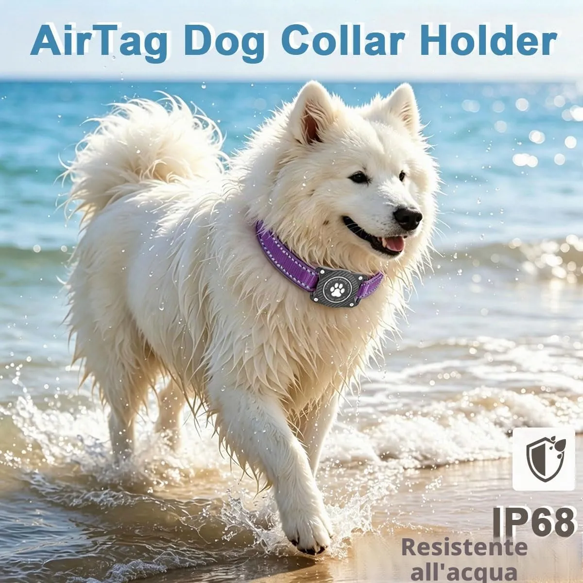 Ytanest Collare per Cani Airtag Supporto GPS 100% Impermeabile Apple Air Tag Integrato per Cani di Piccola Taglia e Grande - immagine 2