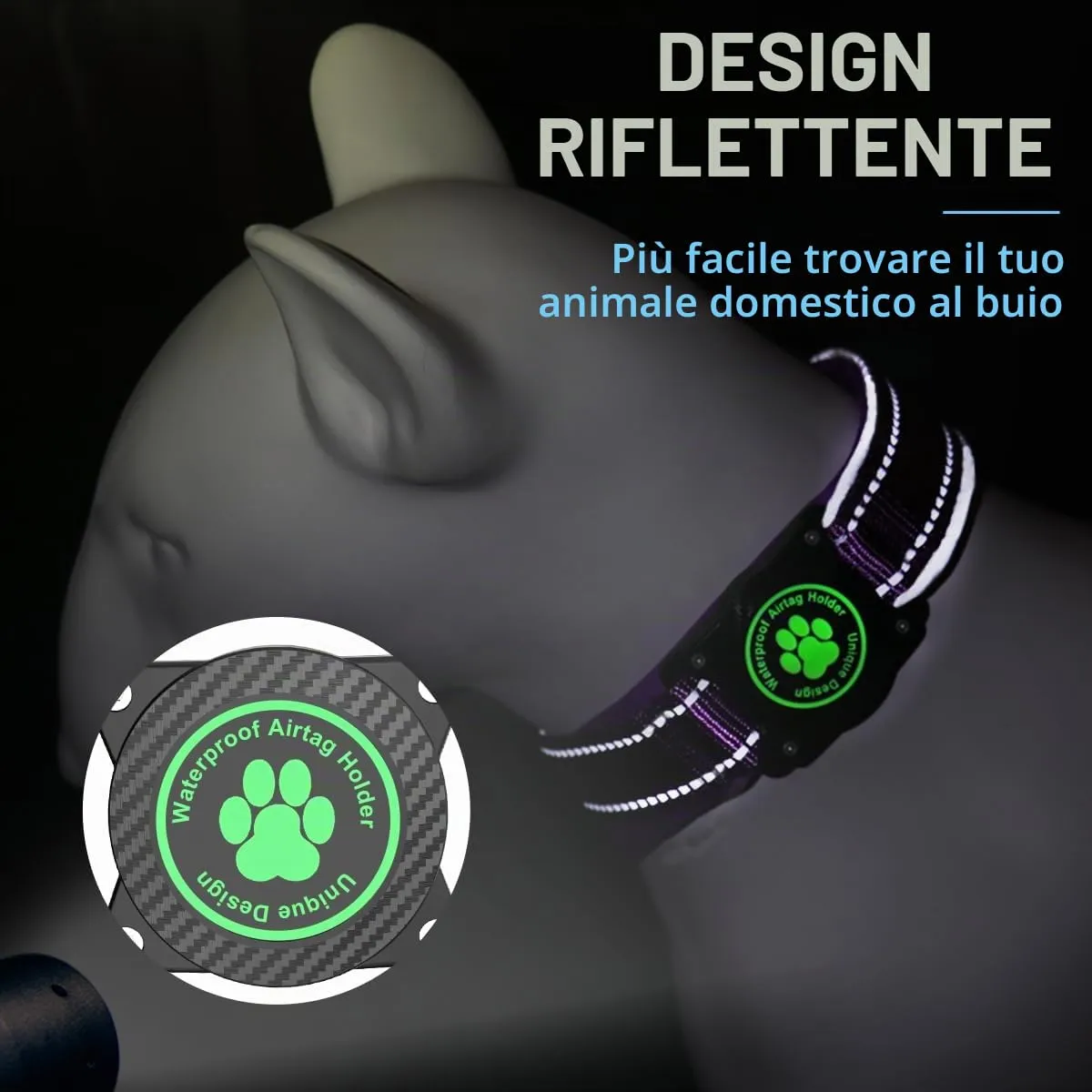 Ytanest Collare per Cani Airtag Supporto GPS 100% Impermeabile Apple Air Tag Integrato per Cani di Piccola Taglia e Grande - immagine 5