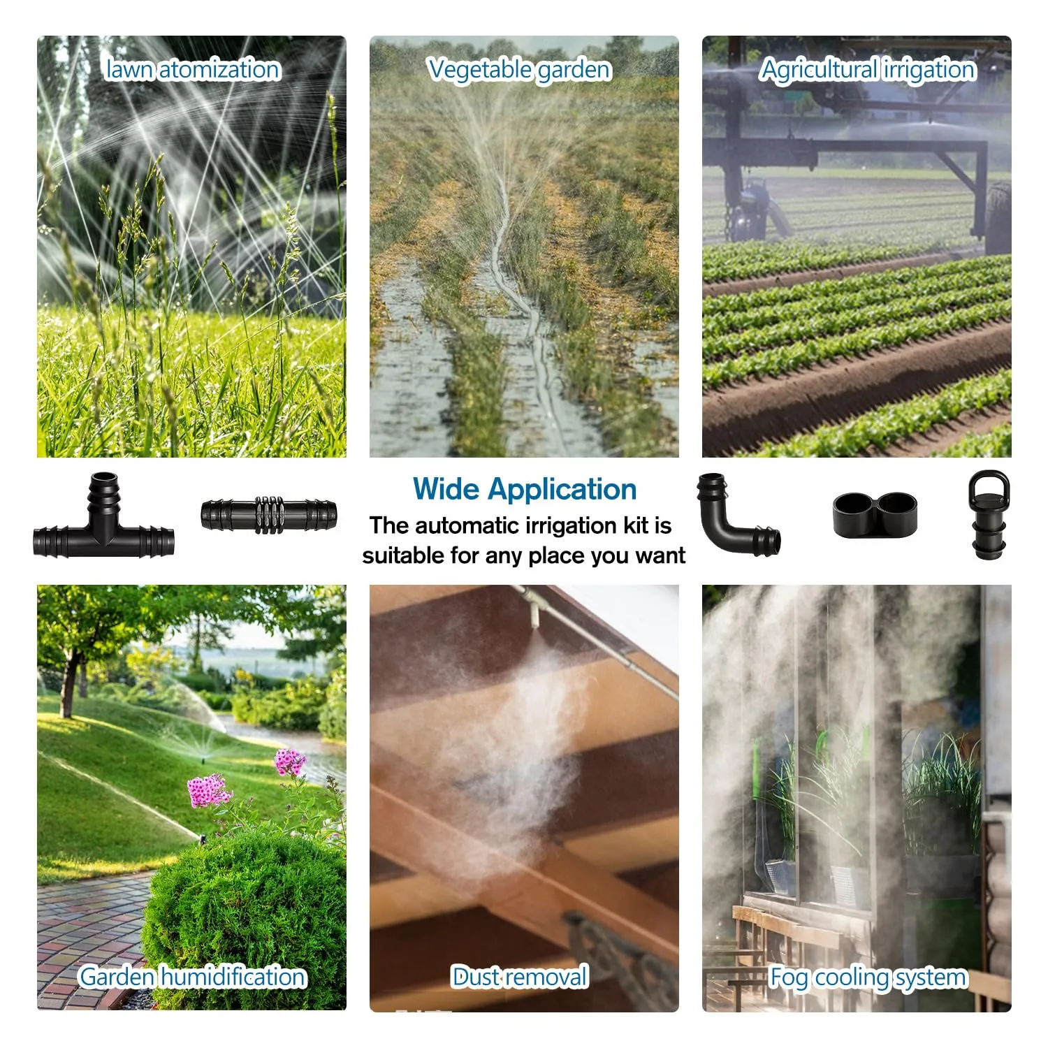 VooGenzek 50 Pezzi Kit di Raccordi per Irrigazione per Tubi per 16mm Impianto di Irrigazione a Goccia, Irrigazione Connettori, con Tee, Gomiti, Accoppiamento, Chiusura Terminale, Tappi Terminali - immagine 6