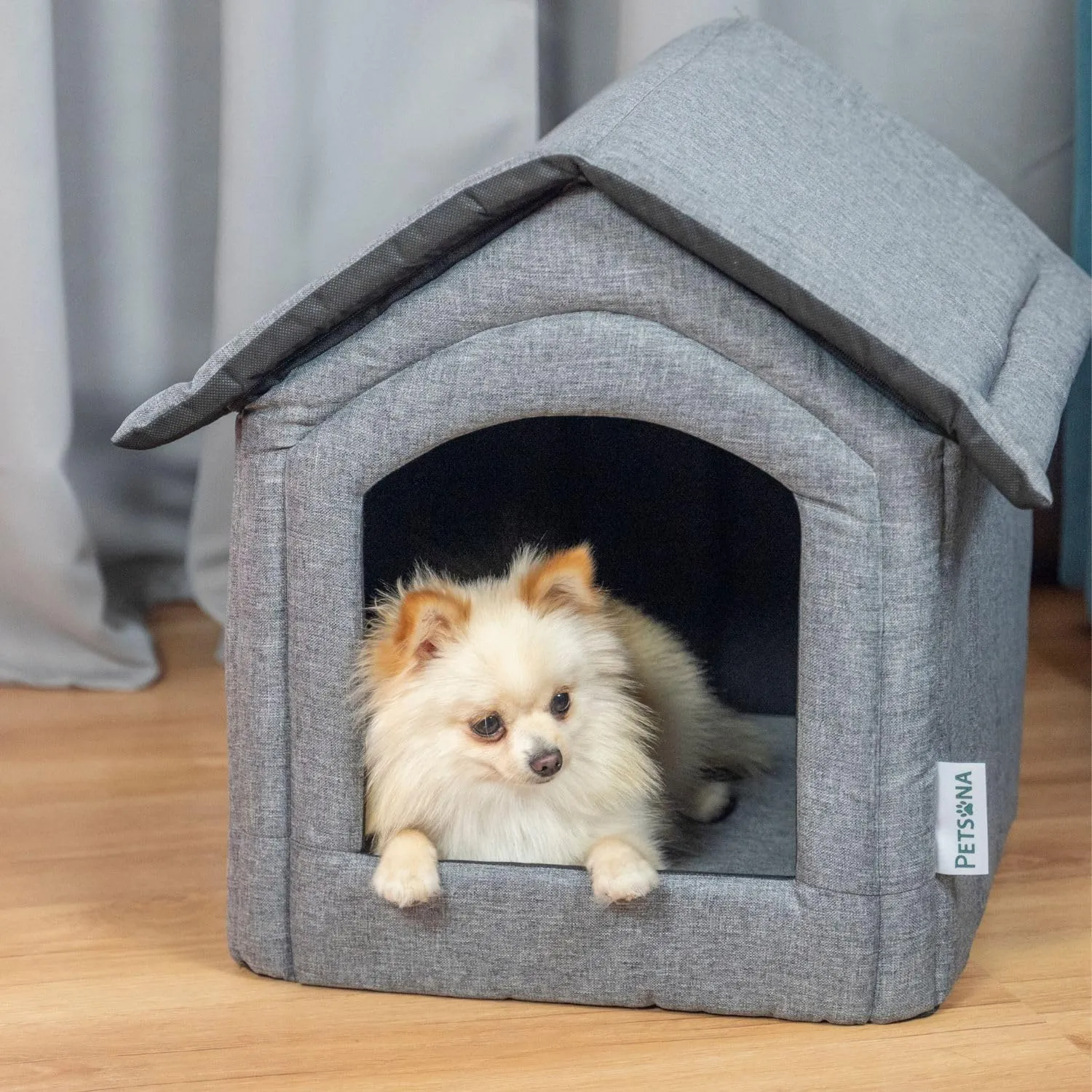 Petsona Grotta Per Cani Pieghevole Casa Per Cani Con Tetto Rimovibile Letto Per Gatti Animali Domestici Cuccia Per Cani Taglia M, Grigio - immagine 2