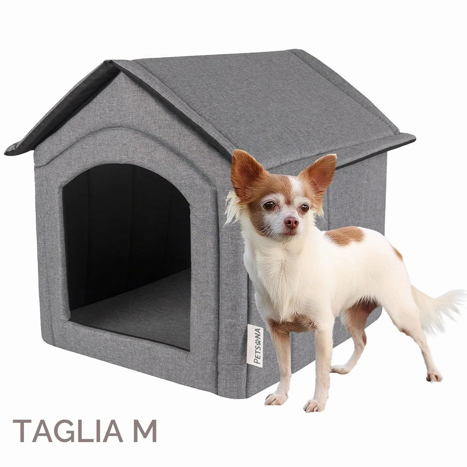 Petsona Grotta Per Cani Pieghevole Casa Per Cani Con Tetto Rimovibile Letto Per Gatti Animali Domestici Cuccia Per Cani Taglia M, Grigio - immagine 3