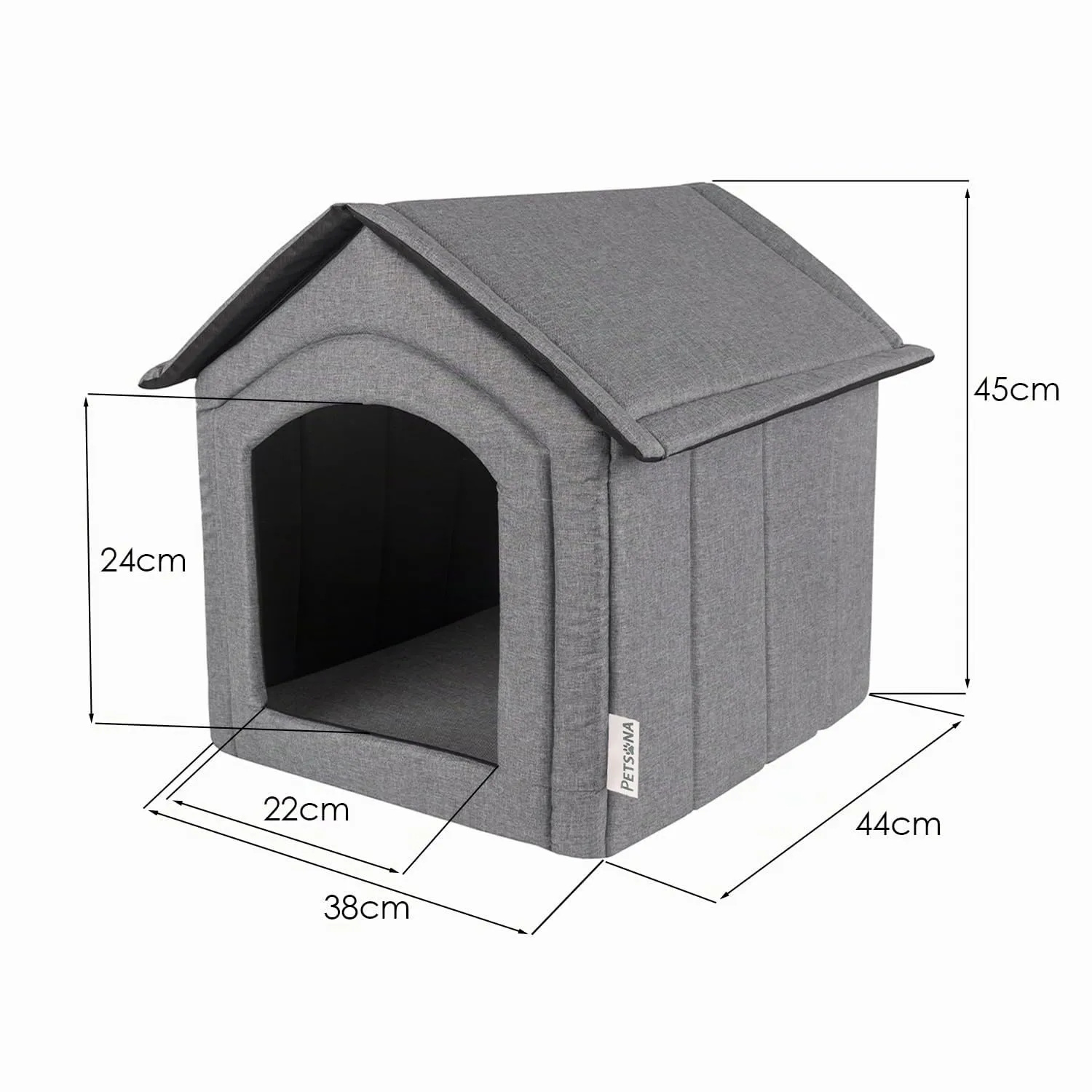 Petsona Grotta Per Cani Pieghevole Casa Per Cani Con Tetto Rimovibile Letto Per Gatti Animali Domestici Cuccia Per Cani Taglia M, Grigio - immagine 4