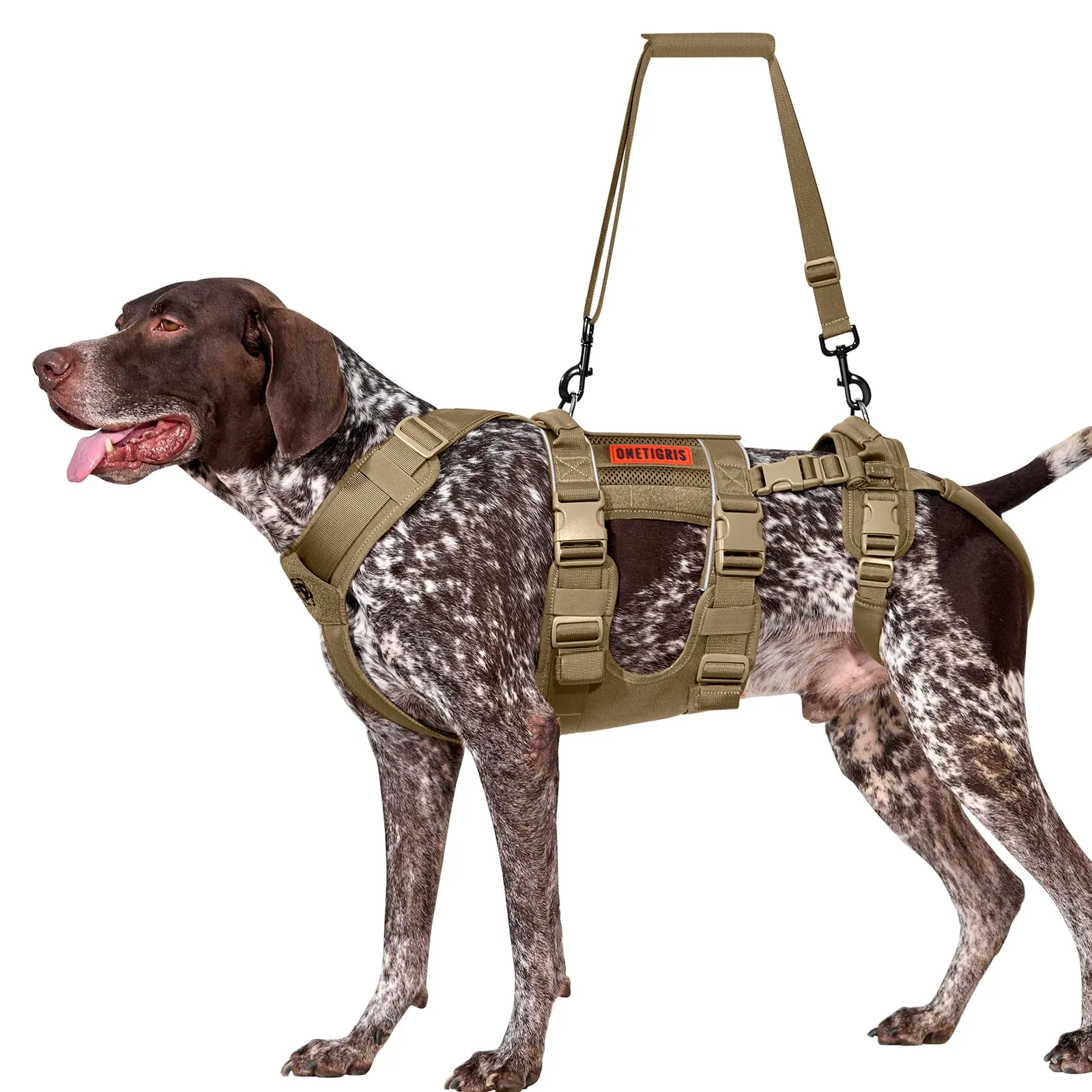 OneTigris Skyewalker - Imbracatura di supporto regolabile con 2 maniglie per supporto e riabilitazione, adatta per cani di taglia media e grande, marrone, XL - immagine 1