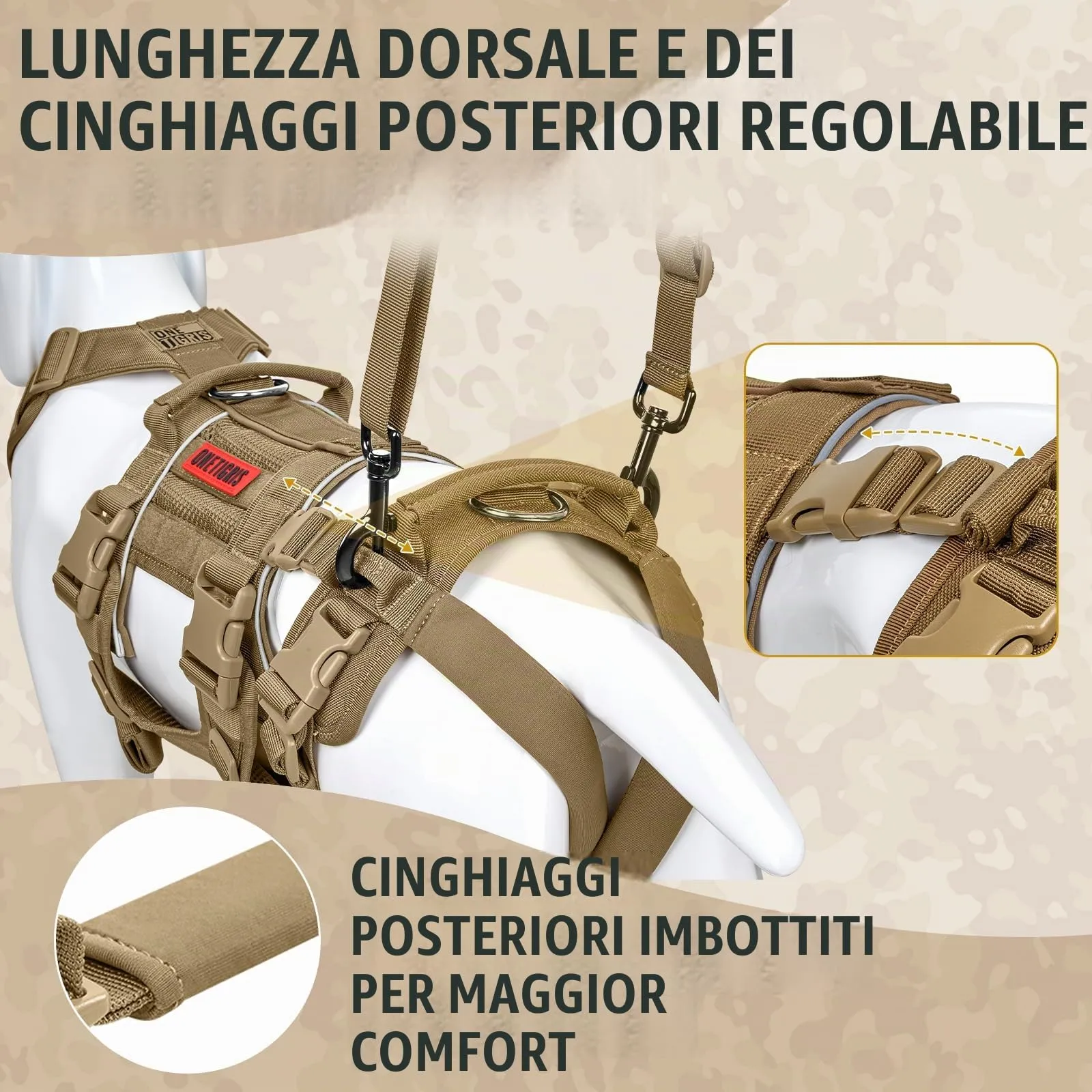 OneTigris Skyewalker - Imbracatura di supporto regolabile con 2 maniglie per supporto e riabilitazione, adatta per cani di taglia media e grande, marrone, XL - immagine 6